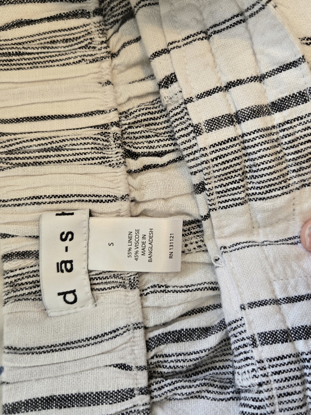 Linden Black and White Striped Linen Blend Crop - Picture 2 of 5